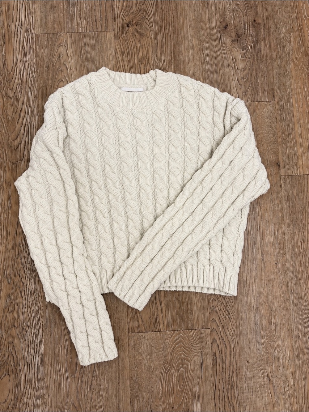 ZARA Off-White Cable Knit Turtleneck Sweater